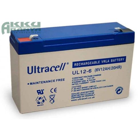 ULTRACELL 6V 12Ah akkumulátor UL12-6 AU-06120