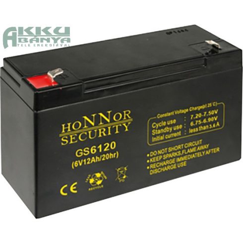 HONNOR 6V 12Ah akkumulátor GS6120
