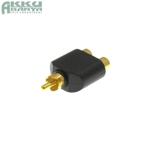 Sztereó audio adapter 1xRCA dugó - 2xRCA aljzat, aranyozott