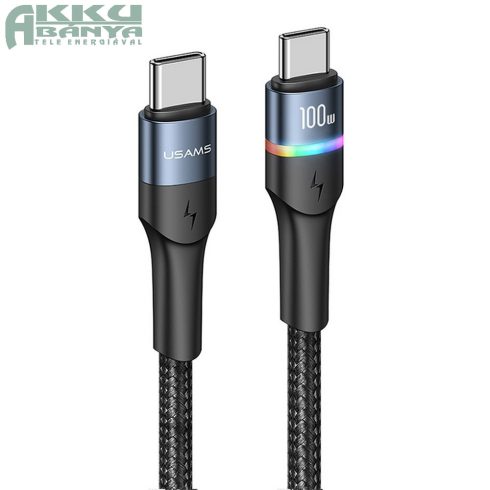 Usams U76 USB Type-C PD adat- és töltőkábel 100W, fekete, 1.2m