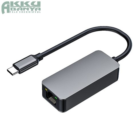 USB Type-C - RJ45 Ethernet LAN adapter, 2500Mbps, szürke